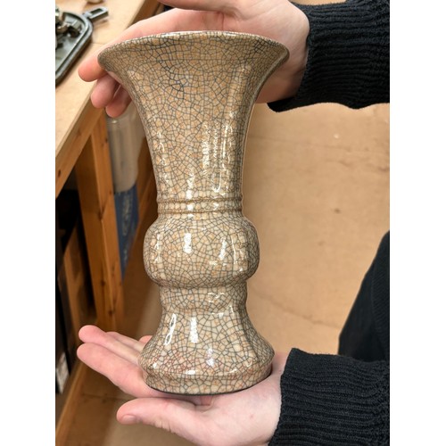 904 - A Chinese crackle glaze vase, stamped to base, H23cm