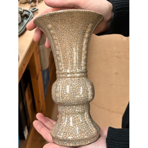 904 - A Chinese crackle glaze vase, stamped to base, H23cm