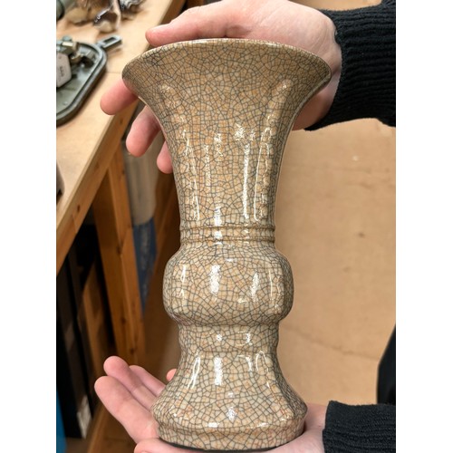 904 - A Chinese crackle glaze vase, stamped to base, H23cm