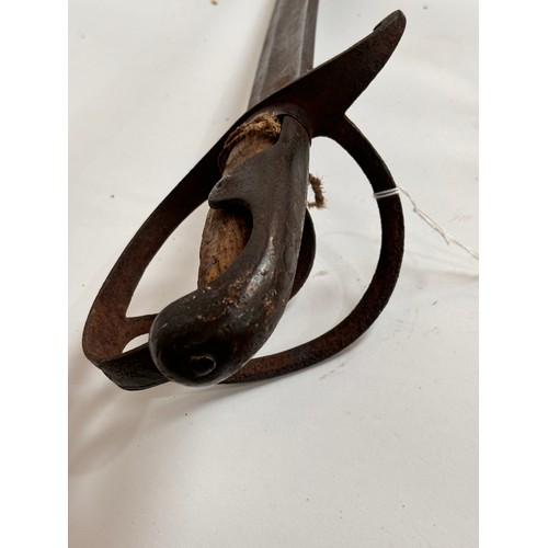 33 - An Antique Cavalry sword, with open guard and curved blade, L94cm