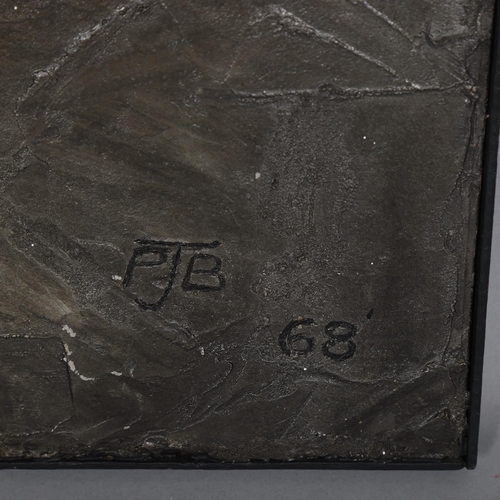 58 - PJ BANNISTER, a relief plaster abstract with metallic finish 