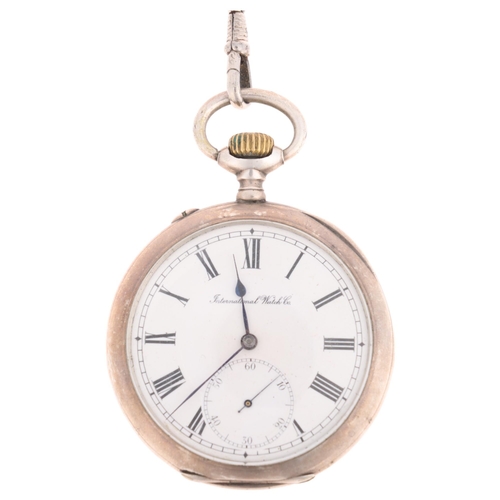 1027 - IWC (INTERNATIONAL WATCH COMPANY) - a Continental 800 silver open-face keyless pocket watch, white e... 