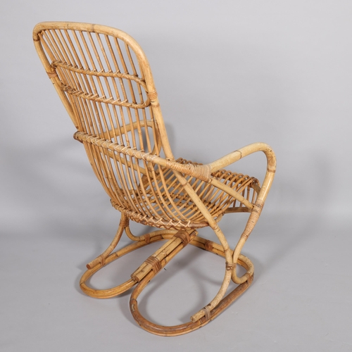 182 - TITO AGNOLI for Bonacina Furniture Company, Italy, a mid-century bamboo armchair, height 106cm, widt... 