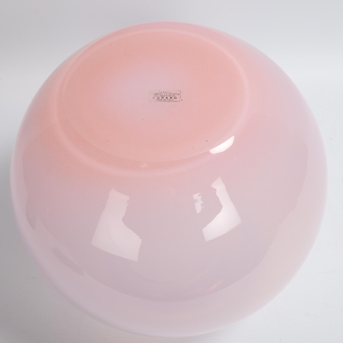 193 - A large Murano pink ovoid bowl with an in-turned rim, label to base, height 24cm