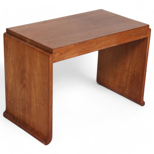 206 - A 1930s Art Deco or modernist coffee table in teak, the slab sides curling outwards at the foot, hei... 