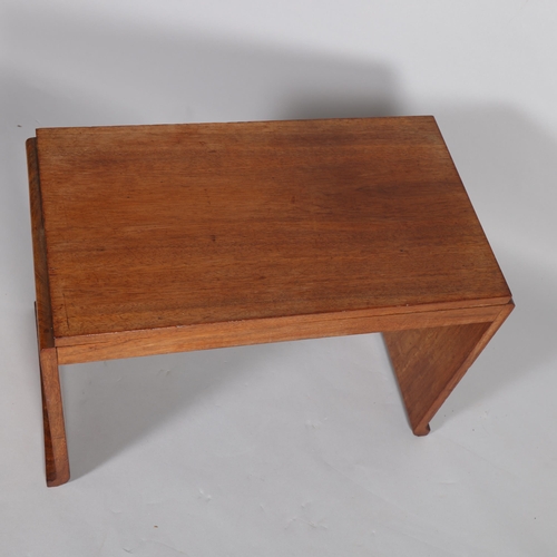 206 - A 1930s Art Deco or modernist coffee table in teak, the slab sides curling outwards at the foot, hei... 