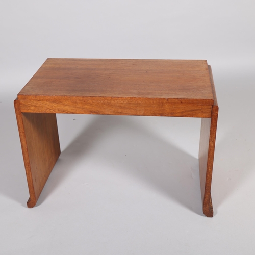 206 - A 1930s Art Deco or modernist coffee table in teak, the slab sides curling outwards at the foot, hei... 