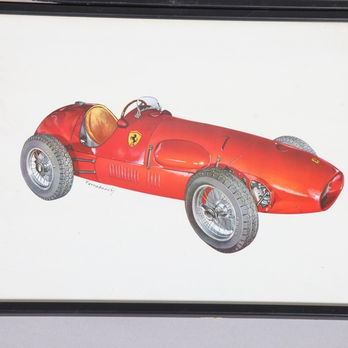 207 - A set of 1960s Ferrari racing car prints, by Ferraboschi, signed in print, 37cm x 27.5cm, framed