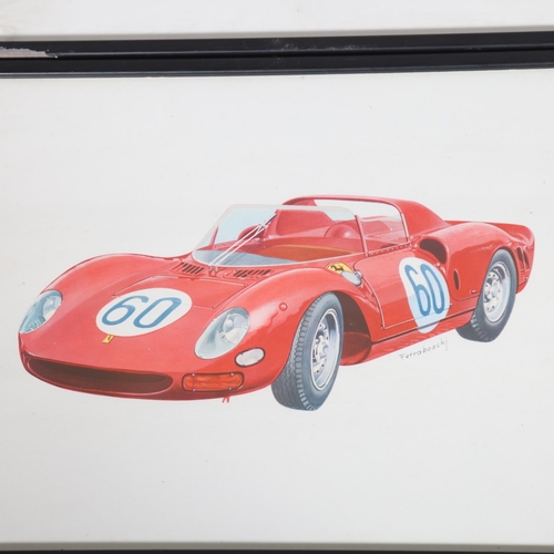 207 - A set of 1960s Ferrari racing car prints, by Ferraboschi, signed in print, 37cm x 27.5cm, framed