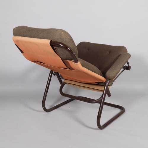 225 - A mid 20th century Scandinavian style reclining chair, with tubular steel pivot frame and original b... 