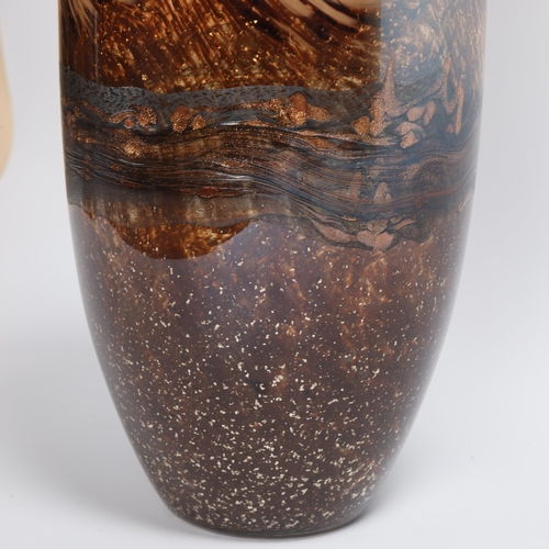 26 - A large iridised brown swirl glass vase, height 37cm