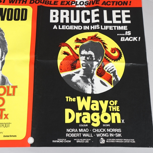 40 - 2 British quad film posters, double bill Bruce Lee Way of the Dragon, and Clint Eastwood Thunderbolt... 