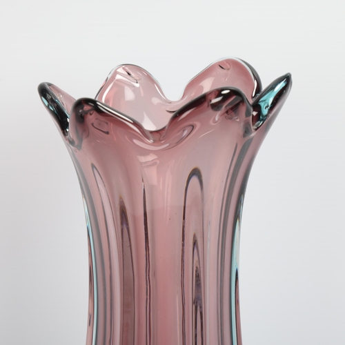 49 - A mid-20th century Murano glass vase with graduated amethyst and teal glass, height 34cm