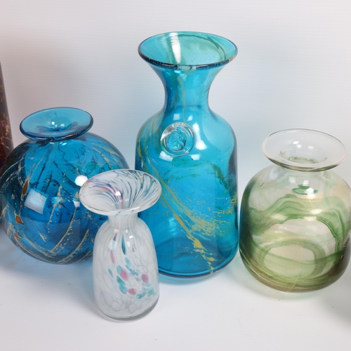 51 - Five Mdina glass vases, and and Gozo glass vase, all with makers marks or labels to base, tallest 20... 