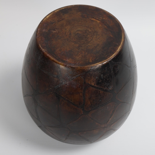 57 - A mid-20th century bronzed metal vase with patinated surface, no maker's marks, height 22cm