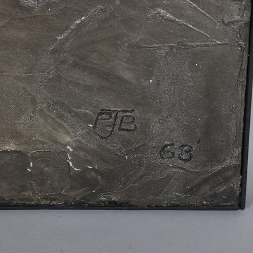 58 - PJ BANNISTER, a relief plaster abstract with metallic finish 