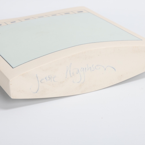 74 - JESSIE HIGGINSON, a studio ceramic slab vase, porcelain with glazed panels, signed to base, height 2... 