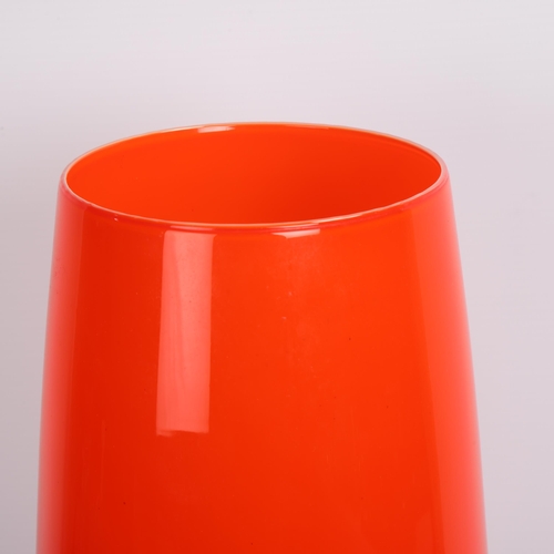 75 - A mid-20th century red barrel glass vase, no maker's marks, height 42cm