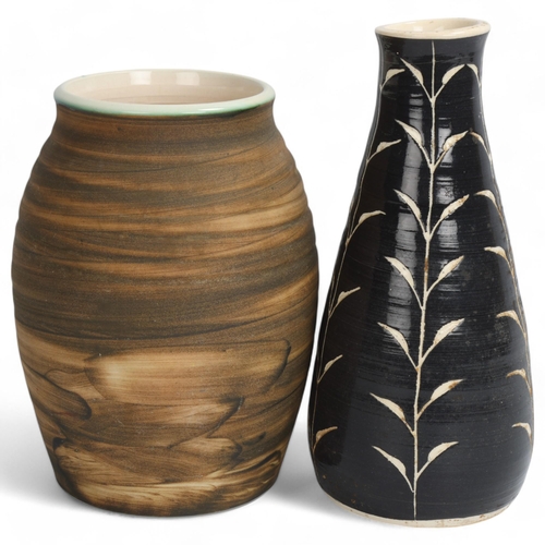 88 - ERIC LEAPER, Newlyn, Cornwall, 2 mid-20th century hand-thrown vases, signed to base, tallest 25.5cm