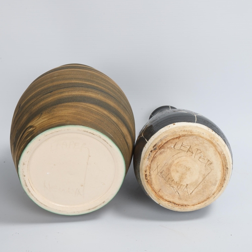 88 - ERIC LEAPER, Newlyn, Cornwall, 2 mid-20th century hand-thrown vases, signed to base, tallest 25.5cm