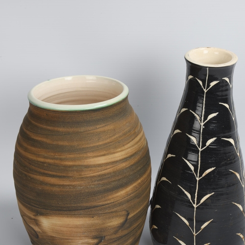 88 - ERIC LEAPER, Newlyn, Cornwall, 2 mid-20th century hand-thrown vases, signed to base, tallest 25.5cm