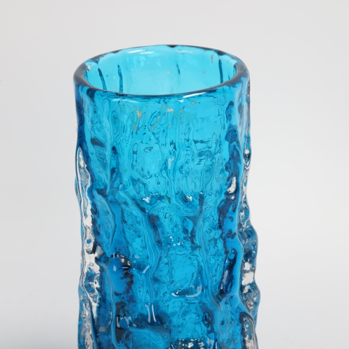 91 - GEOFFREY BAXTER for Whitefriars Glass, a kingfisher blue bark vase, circa 1960s, height 15.5cm