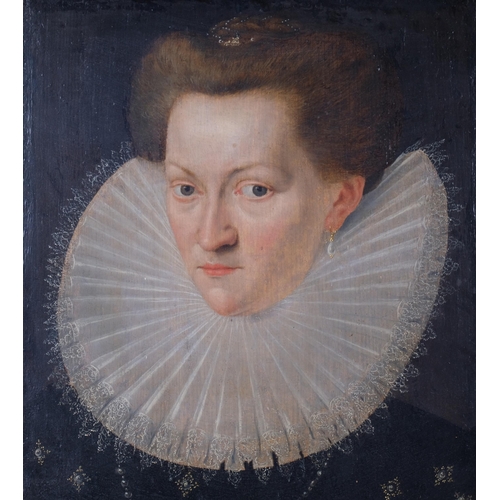 300 - Portrait of a lady thought to be Queen Elizabeth I, 17th/18th century English School, oil on oak pan... 