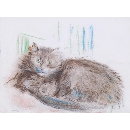 306 - Russell Sidney Reeve (1895 - 1970), portrait of a cat Minka, coloured pastels, 26cm x 38cm, framed