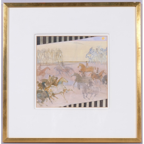 311 - Sir Robin Philipson, RA (1916 - 1992), Men Observed, watercolour, original label verso dated 1985, 2... 