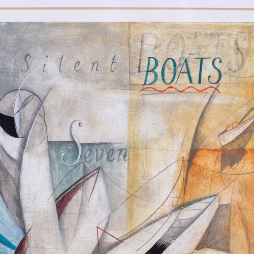 319 - Jonathan Christie (1968 - 2013), Seven Boats, 1992, mixed media on 2 boards mounted in common frame,... 