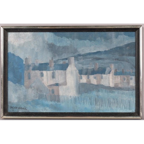 328 - Dafydd Harris, Welsh cottages, mid-20th century oil on board, 22cm x 35cm, framed