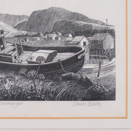 329 - Claire Dalby (born 1944), Old Boat Sor Flatanger, wood engraving, signed in pencil, no. 16/60, image... 