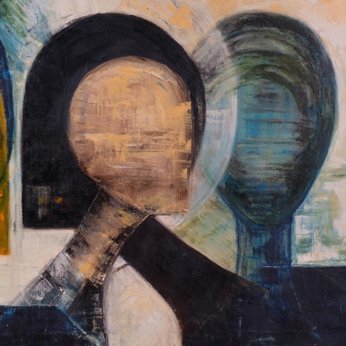 331 - Jennifer Lipman (1935 - 2022), Integration, oil on canvas, 78cm x 104cm, framed