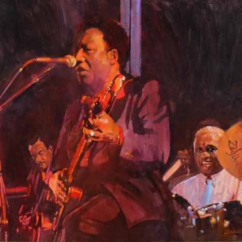 333 - J Beswick, BB King, oil on canvas, 61cm x 77cm, framed