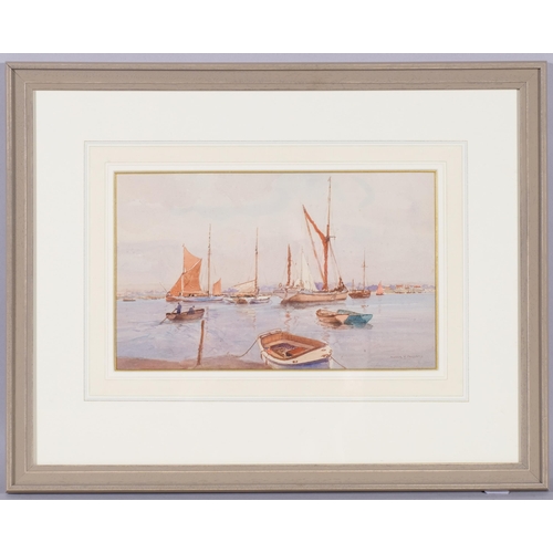 339 - Arthur Burgess, fishing boats, watercolour, 21cm x 33cm, framed