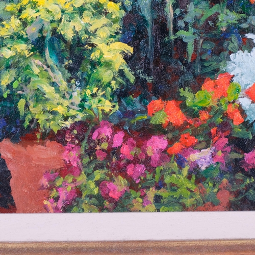 347 - Peter Radmall, Pot Plants, oil on board, 1998, 21cm x 16.5cm, framed