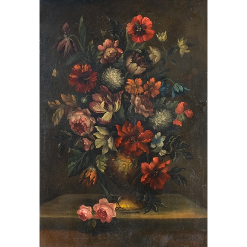 359 - Dutch style still life flower study, 19th century oil on canvas, signed Copnall, canvas 96cm x 66cm,... 