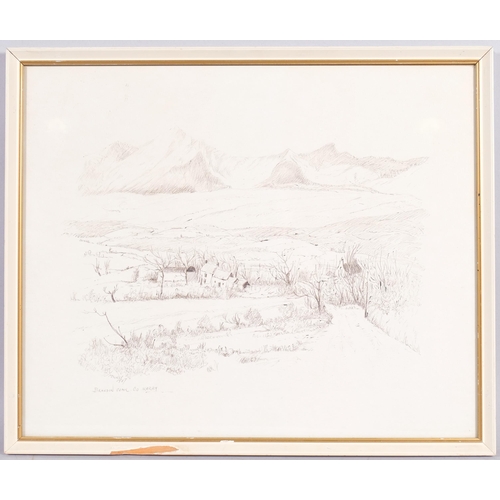 361 - View of Brandon Peak, Co Kerry, pen and ink, 1967, indistinctly signed, 39cm x 48cm, framed