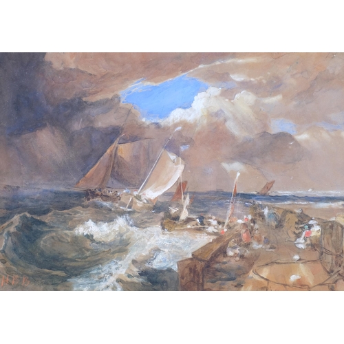 363 - Hercules Brabazon Brabazon (1821 - 1906), an interpretation of Turner's Calais Pier, watercolour, si... 