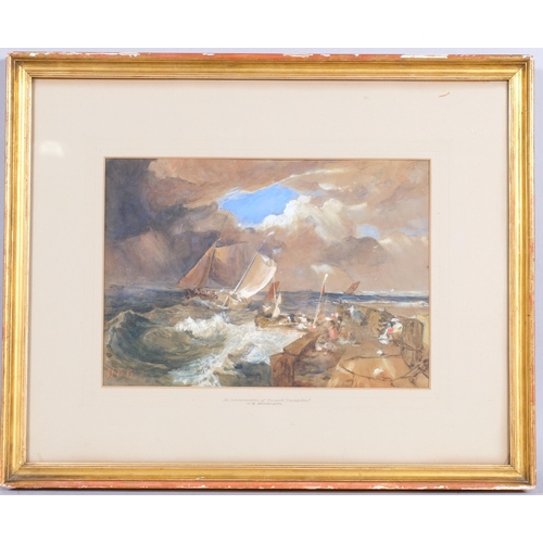 363 - Hercules Brabazon Brabazon (1821 - 1906), an interpretation of Turner's Calais Pier, watercolour, si... 