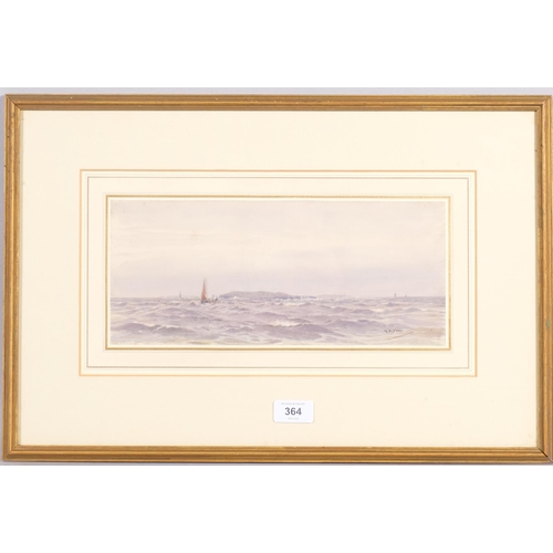 364 - Henry Branston Freer (flourished 1905 - 1915), fishing boats off a headland, watercolour, 13.5cm x 3... 