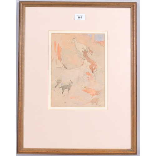 365 - William Walls, RSA, RSW, (1860 - 1942), Goats, watercolour, 26cm x 19cm, framed