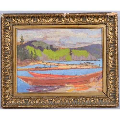 368 - Canadian landscape, mid-20th century oil on canvas, unsigned, 23cm x 30cm, framed