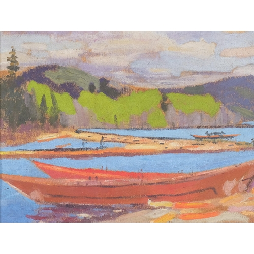 368 - Canadian landscape, mid-20th century oil on canvas, unsigned, 23cm x 30cm, framed