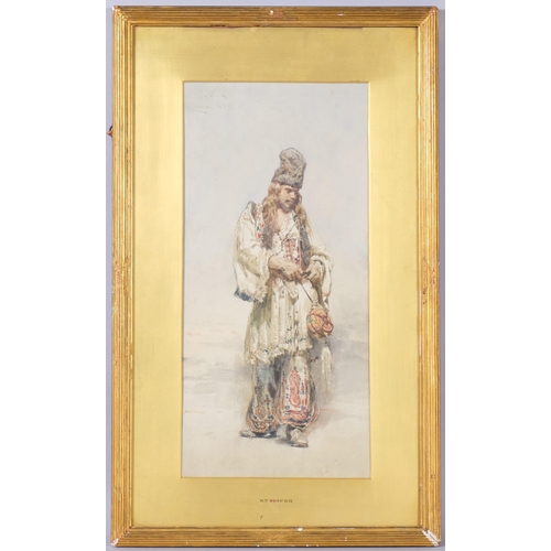 372 - Theodor Josef Ethofer (born 1849), Hungarian man, inscribed Roma '79, 50cm x 24cm, framed