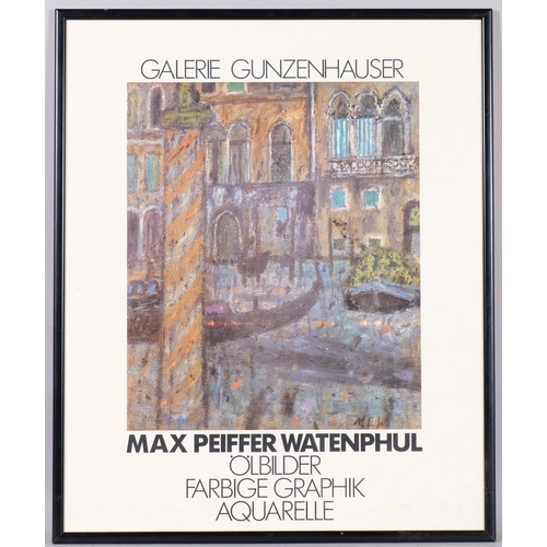 376 - Max Peiffer Watenphul, landscape, lithograph, 57cm x 48cm, together with an associated advertising p... 