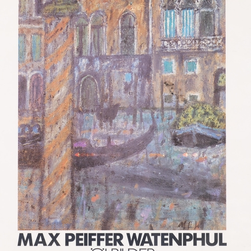 376 - Max Peiffer Watenphul, landscape, lithograph, 57cm x 48cm, together with an associated advertising p... 