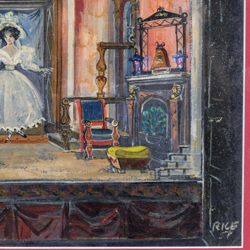 378 - Peter Rice (1928 - 2015), theatrical stage set design, gouache on paper, 30cm x 40cm, framed