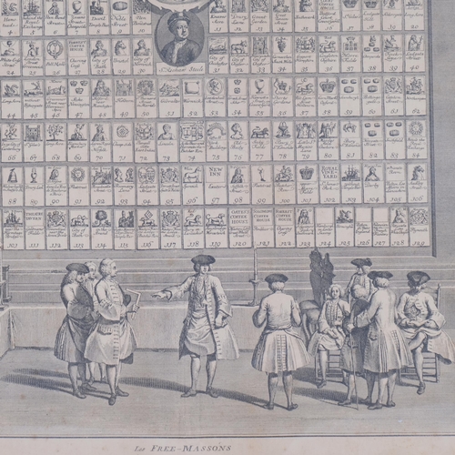 381 - Les Free Massons, engraving after Louis Dubourg, published 1735, sheet 38cm x 57cm, unframed