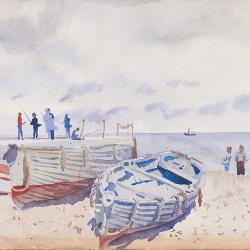 383 - David Ghilchik, beach scene, watercolour, 39cm x 56cm, unframed